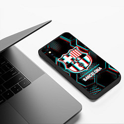 Чехол iPhone XS Max матовый Barcelona FC в стиле Glitch на темном фоне, цвет: 3D-черный — фото 2