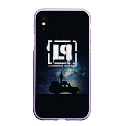 Чехол iPhone XS Max матовый Linkin Park ночь, цвет: 3D-светло-сиреневый