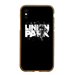 Чехол iPhone XS Max матовый Linkin Park логотип с фото, цвет: 3D-коричневый
