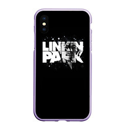 Чехол iPhone XS Max матовый Linkin Park логотип с фото, цвет: 3D-светло-сиреневый