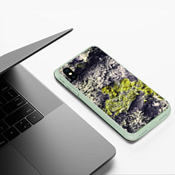 Чехол iPhone XS Max матовый Каменная Стена С Мхом, цвет: 3D-салатовый — фото 2