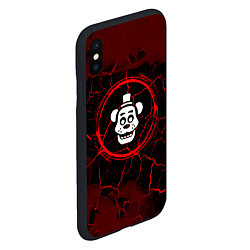 Чехол iPhone XS Max матовый Символ FNAF и краска вокруг на темном фоне, цвет: 3D-черный — фото 2