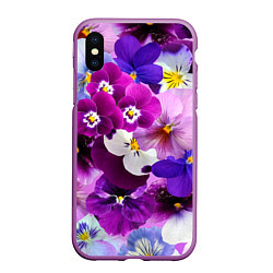 Чехол iPhone XS Max матовый CHARMING PANSIES, цвет: 3D-фиолетовый