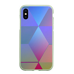 Чехол iPhone XS Max матовый Крупные квадраты, цвет: 3D-салатовый
