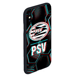 Чехол iPhone XS Max матовый PSV FC в стиле Glitch на темном фоне, цвет: 3D-черный — фото 2