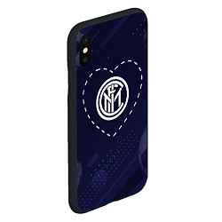 Чехол iPhone XS Max матовый Лого Inter в сердечке на фоне мячей, цвет: 3D-черный — фото 2