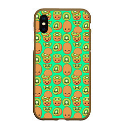 Чехол iPhone XS Max матовый POSITIVE KIWI FRUIT, цвет: 3D-коричневый