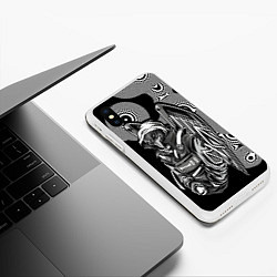 Чехол iPhone XS Max матовый Черно-белая хищная птица, цвет: 3D-белый — фото 2