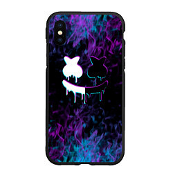 Чехол iPhone XS Max матовый Marshmello neon пламя