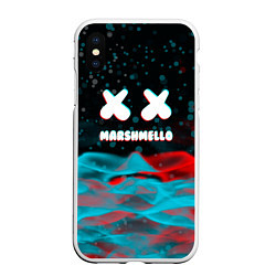 Чехол iPhone XS Max матовый Marshmello logo крапинки