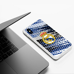 Чехол iPhone XS Max матовый Real madrid Реал Мадрид краски, цвет: 3D-белый — фото 2