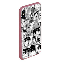 Чехол iPhone XS Max матовый Tsuki ga Michibiku Isekai Douchuu pattern, цвет: 3D-малиновый — фото 2