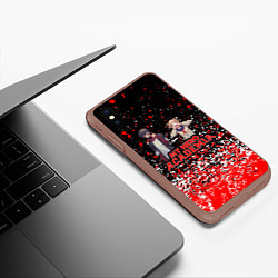 Чехол iPhone XS Max матовый Моя геройская академия брызги красок, цвет: 3D-коричневый — фото 2