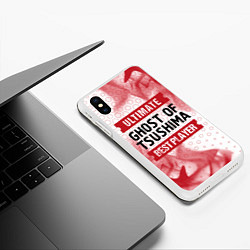 Чехол iPhone XS Max матовый Ghost of Tsushima: красные таблички Best Player и, цвет: 3D-белый — фото 2