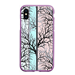 Чехол iPhone XS Max матовый Абстрактный узор tree branches, цвет: 3D-фиолетовый