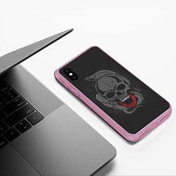 Чехол iPhone XS Max матовый ЧЕРЕП СО ЗМЕЁЙ, цвет: 3D-розовый — фото 2