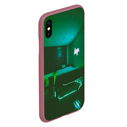 Чехол iPhone XS Max матовый Неоновая спальня - Зелёный, цвет: 3D-малиновый — фото 2