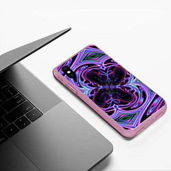 Чехол iPhone XS Max матовый Неоновые узоры и фигуры - Фиолетовый, цвет: 3D-розовый — фото 2