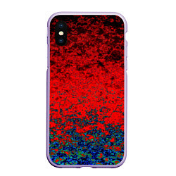 Чехол iPhone XS Max матовый Абстрактный узор мраморный красно-синий, цвет: 3D-светло-сиреневый