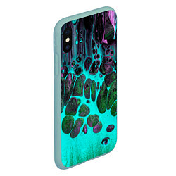 Чехол iPhone XS Max матовый Неоновый песок и камни - Голубой, цвет: 3D-мятный — фото 2