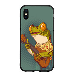 Чехол iPhone XS Max матовый Лягуха-музыкант, цвет: 3D-черный