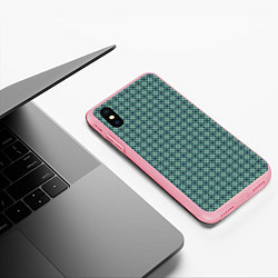 Чехол iPhone XS Max матовый Мелкий бирюзовый клетчатый узор, цвет: 3D-баблгам — фото 2