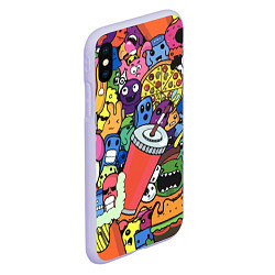 Чехол iPhone XS Max матовый Fast food pattern Pop art Fashion trend, цвет: 3D-светло-сиреневый — фото 2