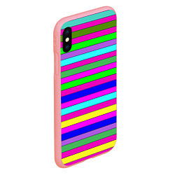 Чехол iPhone XS Max матовый Multicolored neon bright stripes, цвет: 3D-баблгам — фото 2