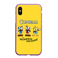 Чехол iPhone XS Max матовый Cuphead the delicious last course, цвет: 3D-фиолетовый