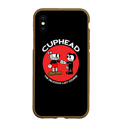 Чехол iPhone XS Max матовый Cuphead & Bendy, цвет: 3D-коричневый