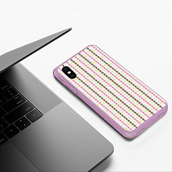 Чехол iPhone XS Max матовый Геометрия полосы и кружочки, цвет: 3D-сиреневый — фото 2