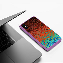 Чехол iPhone XS Max матовый Turquoise brown abstract marble pattern, цвет: 3D-фиолетовый — фото 2