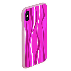 Чехол iPhone XS Max матовый Розовые полосы, цвет: 3D-розовый — фото 2