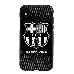 Чехол iPhone XS Max матовый Barcelona с потертостями на темном фоне, цвет: 3D-черный