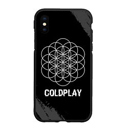 Чехол iPhone XS Max матовый Coldplay Glitch на темном фоне, цвет: 3D-черный