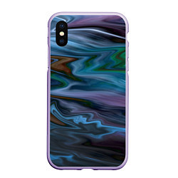 Чехол iPhone XS Max матовый Сине-зеленый абстрактный размытый узор, цвет: 3D-светло-сиреневый