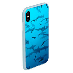 Чехол iPhone XS Max матовый Акулы - океан, цвет: 3D-голубой — фото 2
