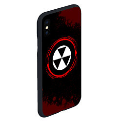 Чехол iPhone XS Max матовый Символ Fallout и краска вокруг на темном фоне, цвет: 3D-черный — фото 2