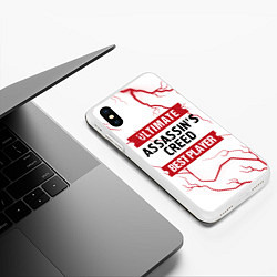 Чехол iPhone XS Max матовый Assassins Creed: красные таблички Best Player и Ul, цвет: 3D-белый — фото 2
