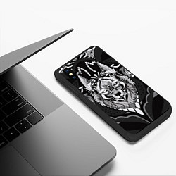 Чехол iPhone XS Max матовый Черно-белый волк, цвет: 3D-черный — фото 2