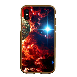 Чехол iPhone XS Max матовый Яркая звезда в космическом пространстве, цвет: 3D-коричневый