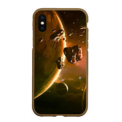 Чехол iPhone XS Max матовый Две планеты в космическом пространстве, цвет: 3D-коричневый