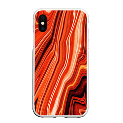 Чехол iPhone XS Max матовый Лавовая абстракция - Красный, цвет: 3D-белый