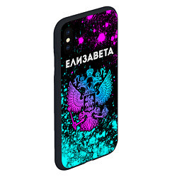 Чехол iPhone XS Max матовый Елизавета и неоновый герб России, цвет: 3D-черный — фото 2