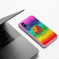 Чехол iPhone XS Max матовый Тающий желто красный смайл, цвет: 3D-розовый — фото 2