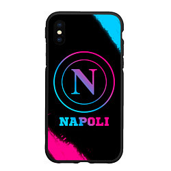 Чехол iPhone XS Max матовый Napoli FC Neon Gradient, цвет: 3D-черный