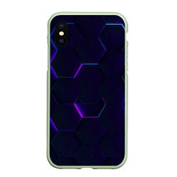 Чехол iPhone XS Max матовый Фигурный фиолетовый фон, цвет: 3D-салатовый