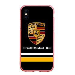 Чехол iPhone XS Max матовый PORSCHE - Две линии, цвет: 3D-баблгам