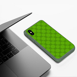 Чехол iPhone XS Max матовый Круглые абстрактные узоры, цвет: 3D-темно-зеленый — фото 2