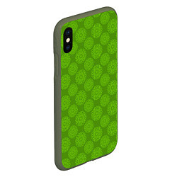 Чехол iPhone XS Max матовый Круглые абстрактные узоры, цвет: 3D-темно-зеленый — фото 2